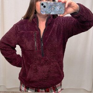 Pink by Victoria’s Secret quarter zip fuzzy pullover M